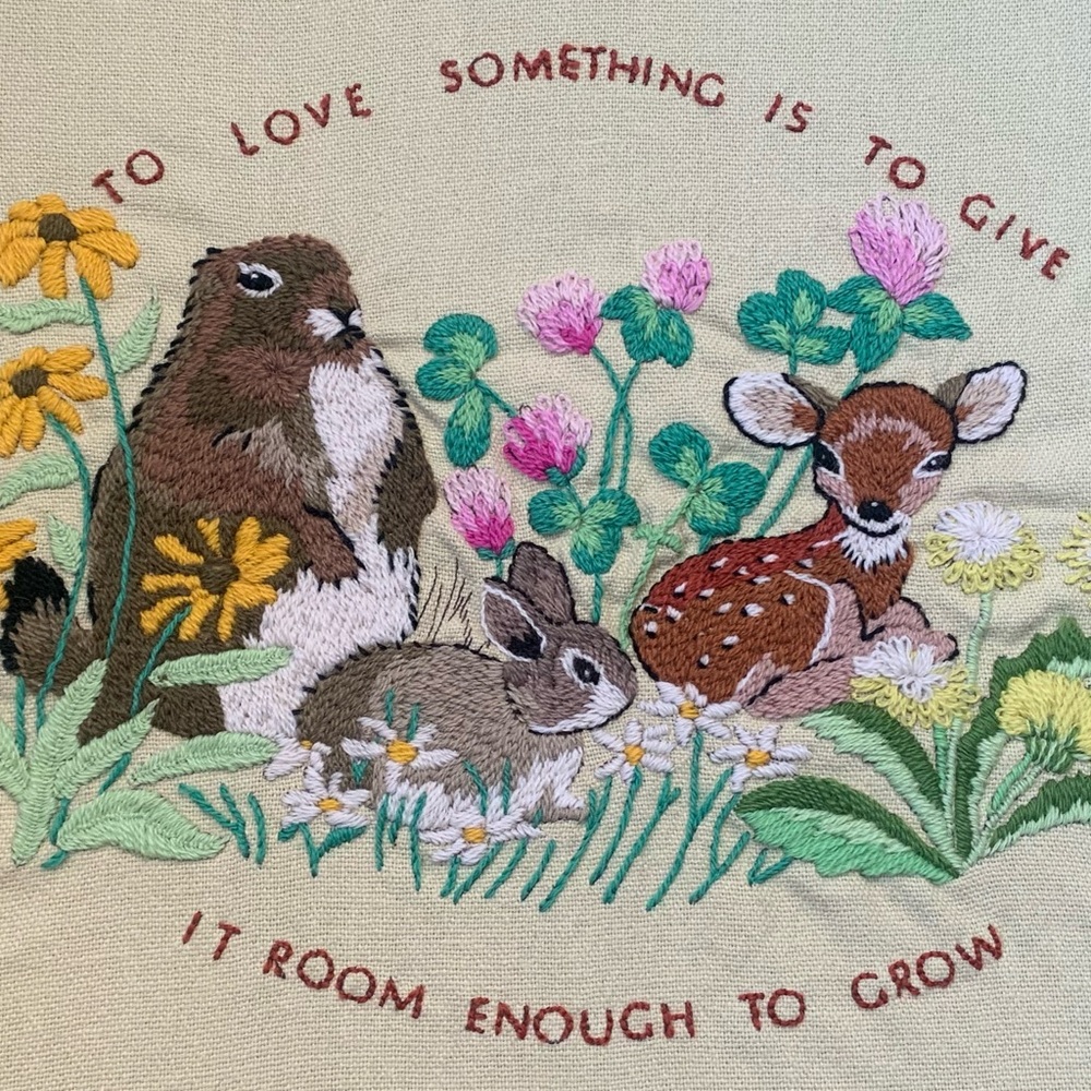 Vtg. Completed Needlepoint Columbia Minerva Erica Wilson “To Love Something - Picture 2 of 12